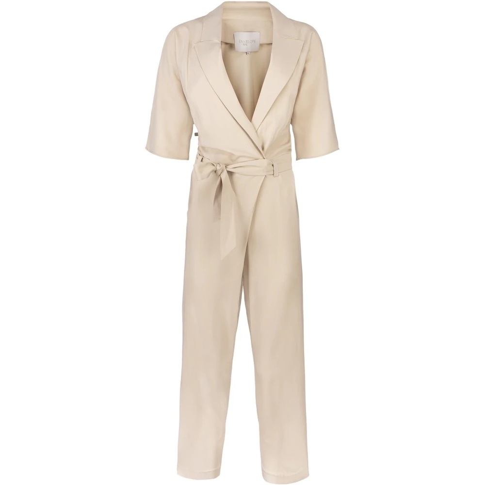 Envelope 1976 Casablanca Jumpsuit Romper Beige Tan Wool Net-A-Porter 38 6 8 S M
